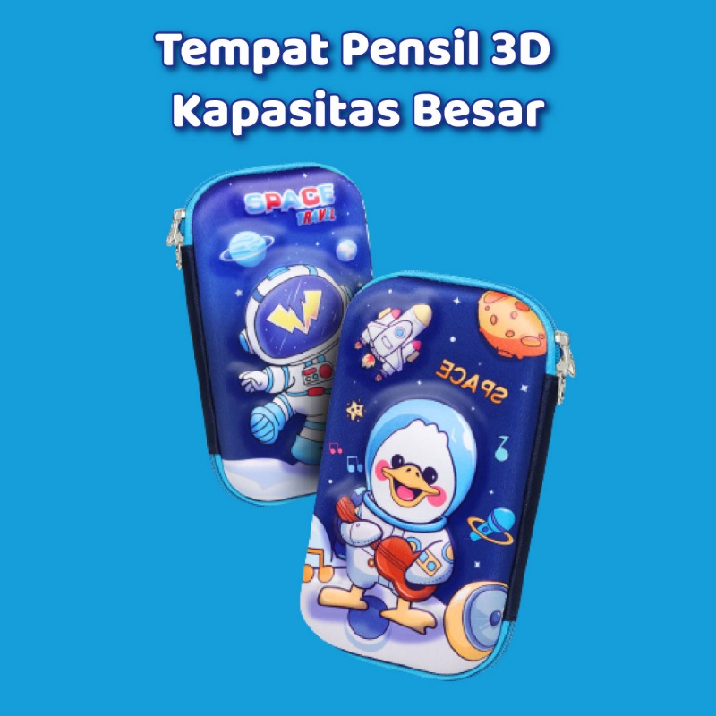 【Penjual Lokal】Meningkatkan Besar Kotak Pensil / Kotak Pencil Anak / Tempat Pensil Anak Gambar 3D Waterproof /Kotak Tempat Pensil TERMURAH / Tempat Pensil Anak 3D Waterproof Jerapah Unicorn Princes Astronot Mobil Dino  / Kotak Tempat Alat Tulis