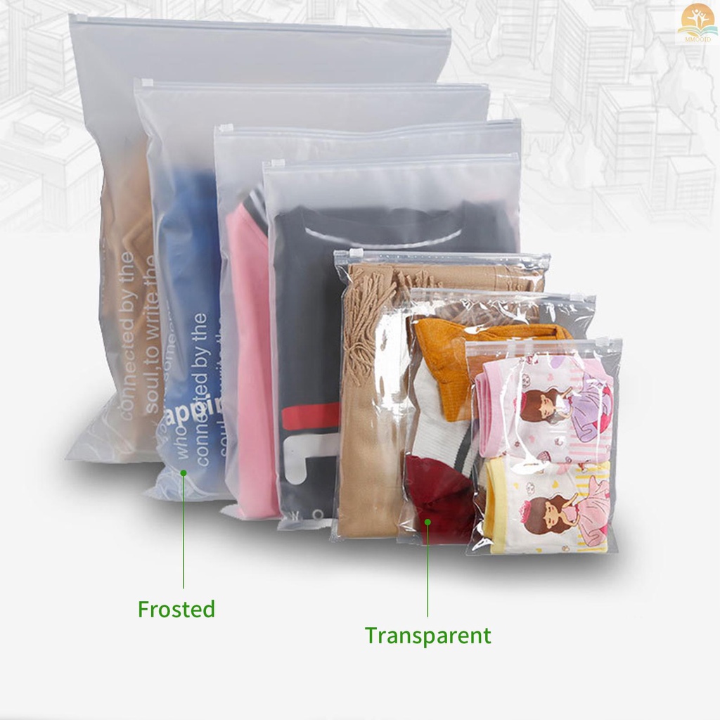 In Stock 50pcs Tas Kemasan Frosted Bag Zipper Plastic Bag Poly Bags Resealable Slider Closure Storage Bag Pouch Untuk T Shirt Pakaian Make up Pengiriman Organizer