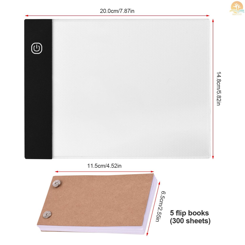 In Stock Portable Flip Book Kit with Light Pad  LED Light Box 3 Level Brightness Control 300 Sheets Flipbook Paper with Binding Screws for Tracing and Drawing