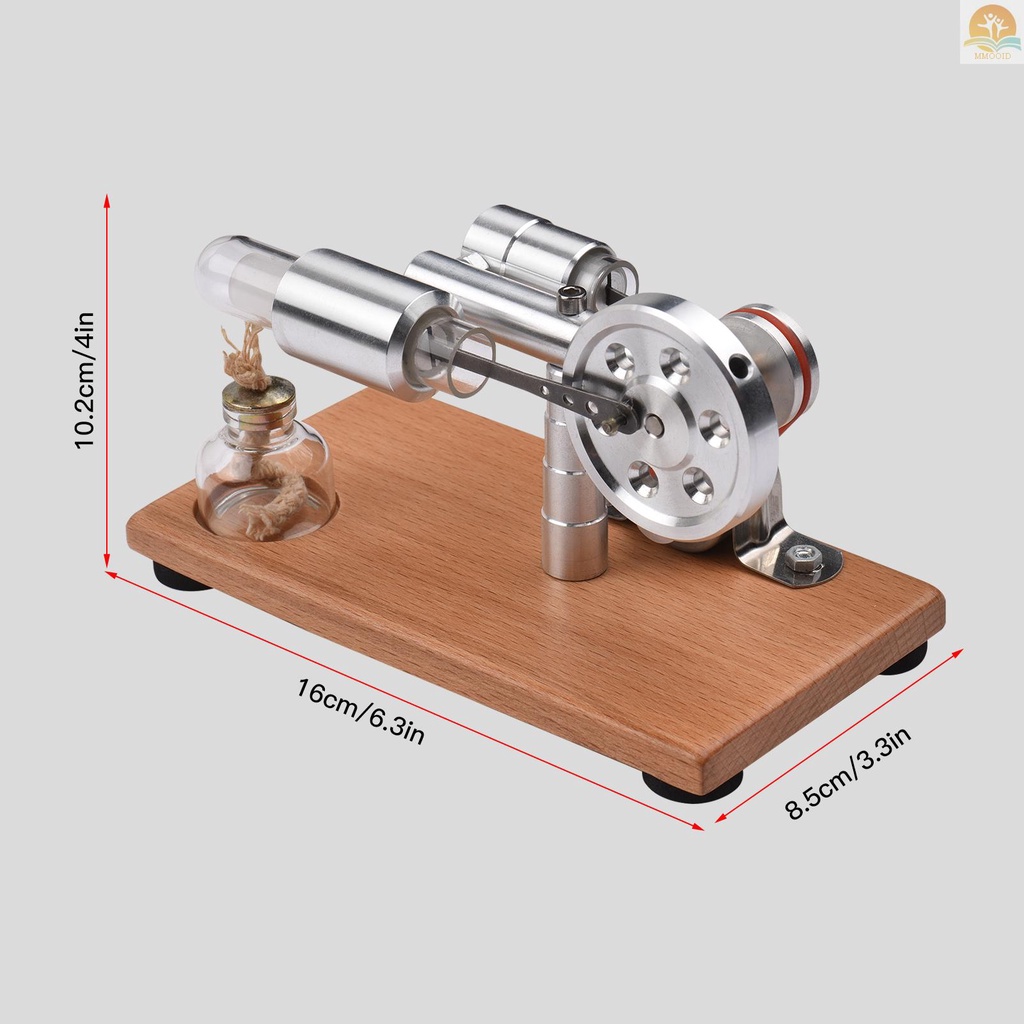 In Stock Stirling Mesin Kit Generator Listrik Model Motor Udara Panas Dengan Lampu LED Flywheel Design Percobaan Sains Dengan Dasar Kayu DIY Edukasi Mainan Untuk Guru Dewasa Anak