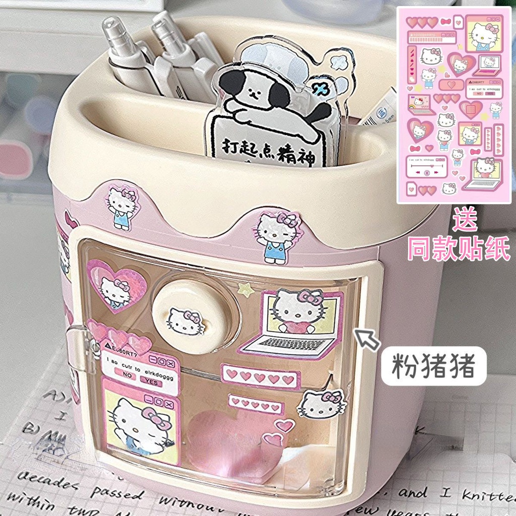 New Kotak Penyimpanan Alat Tulis Desktop HelloKitty Kuromi My Melody Dalek Kartun Desktop Kapasitas Besar Makeup Brush Organizer