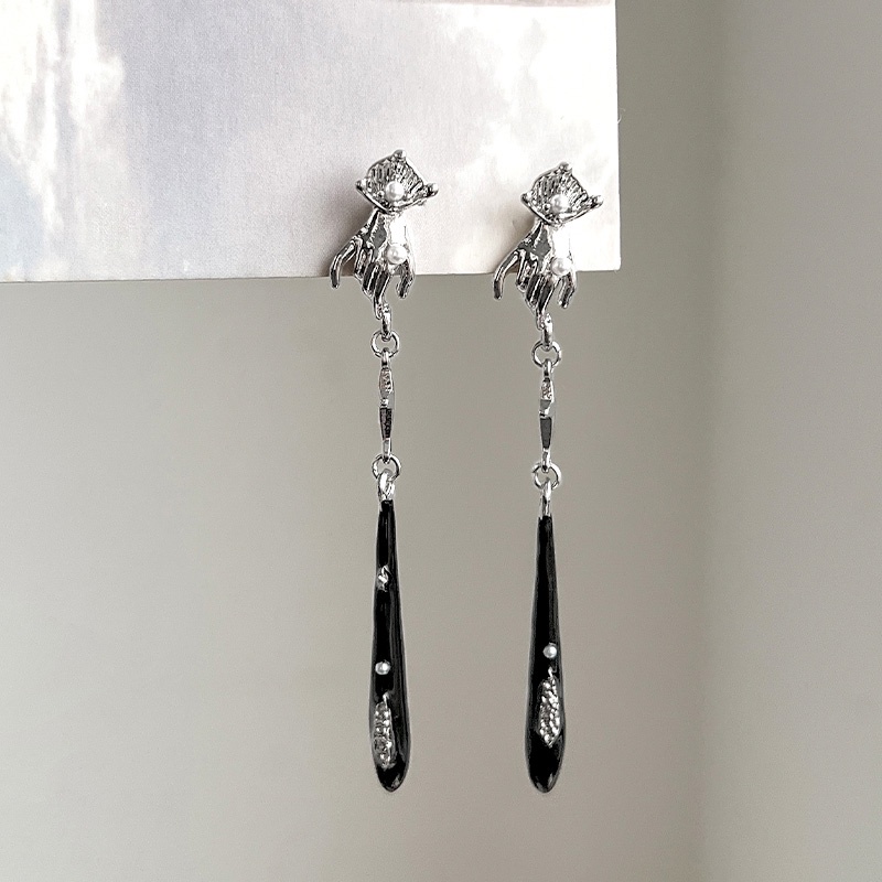 Gaya Cina Baru Keren Mutiara Antik Retro Niche Palm Temperamen Anting Elegan