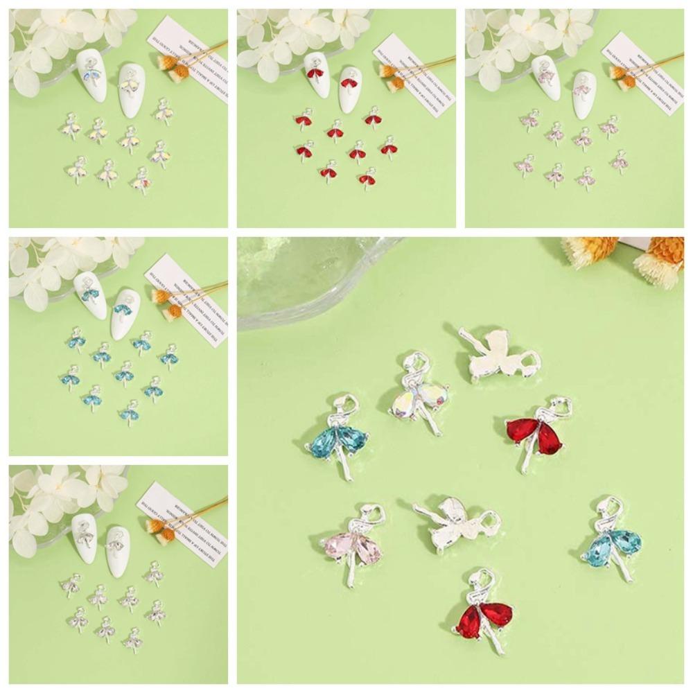 MXBEAUTY 10pcs /set Aksesoris Kuku Gadis Balet, Bahan Manicure Ballet Girl Nail Decoration, Perlengkapan Kuku Alloy Warna-Warni Aneka Warna Untuk Lady/Girls