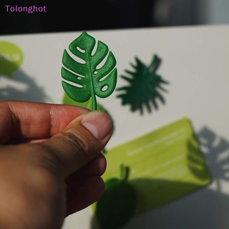 Tolonghot&gt; 4Pcs Magnet Kulkas ABS Stiker Kulkas Mini Tahan Air Memperbaiki Magnet Kulkas Daun Tropis Stiker Kulkas well