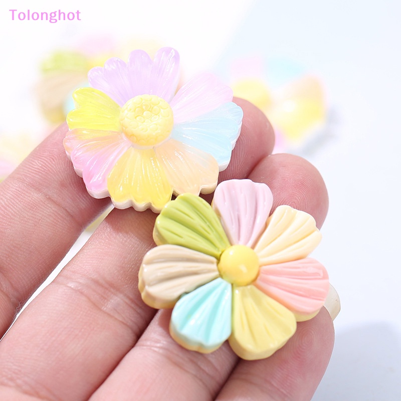 Tolonghot&gt; DIY Cream Gel Phone Case Aksesoris Rambut Cangkir Air Stiker 2 Pcs Luminous Resin Mini Padat Bunga Hujan Kartun Dekorasi well