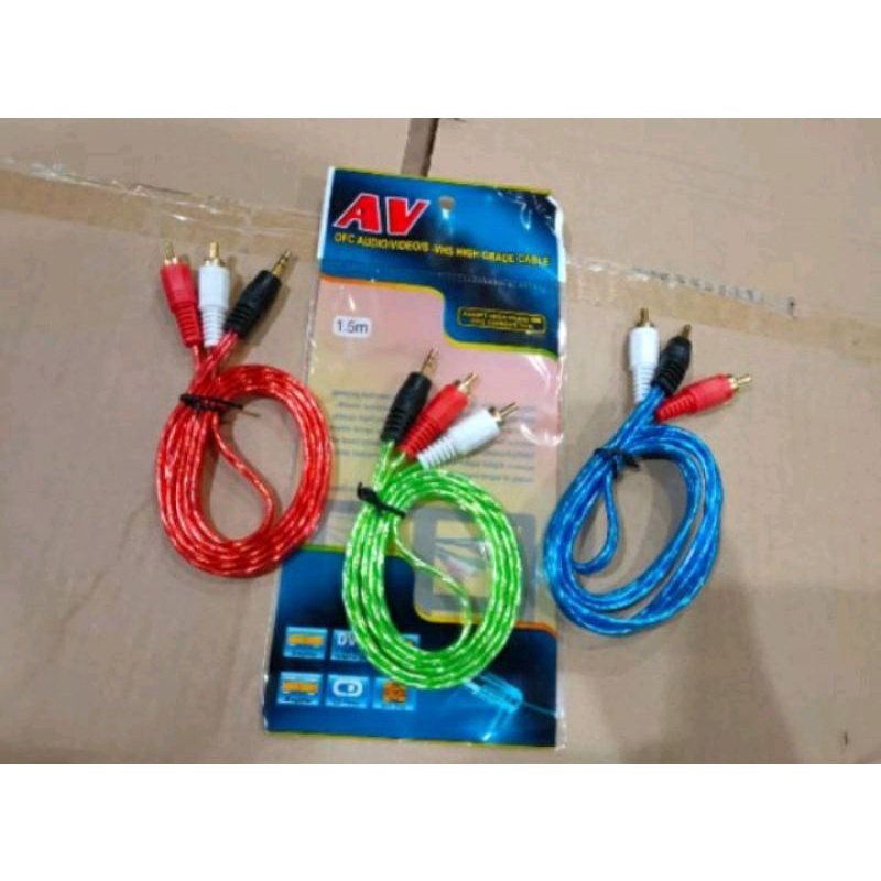 KABEL AUDIO 2in1 Panjang 1,5Meter JACK SPEAKER AUX ( dr HP ke Speaker )