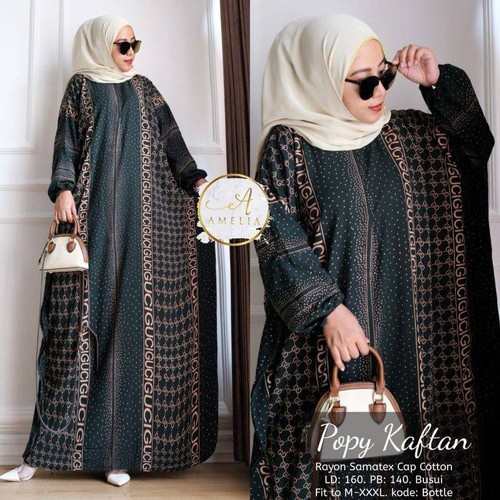 Promo New Style Dress Muslim Wanita Gamis Kaftan Rayon Super Jumbo - Army
