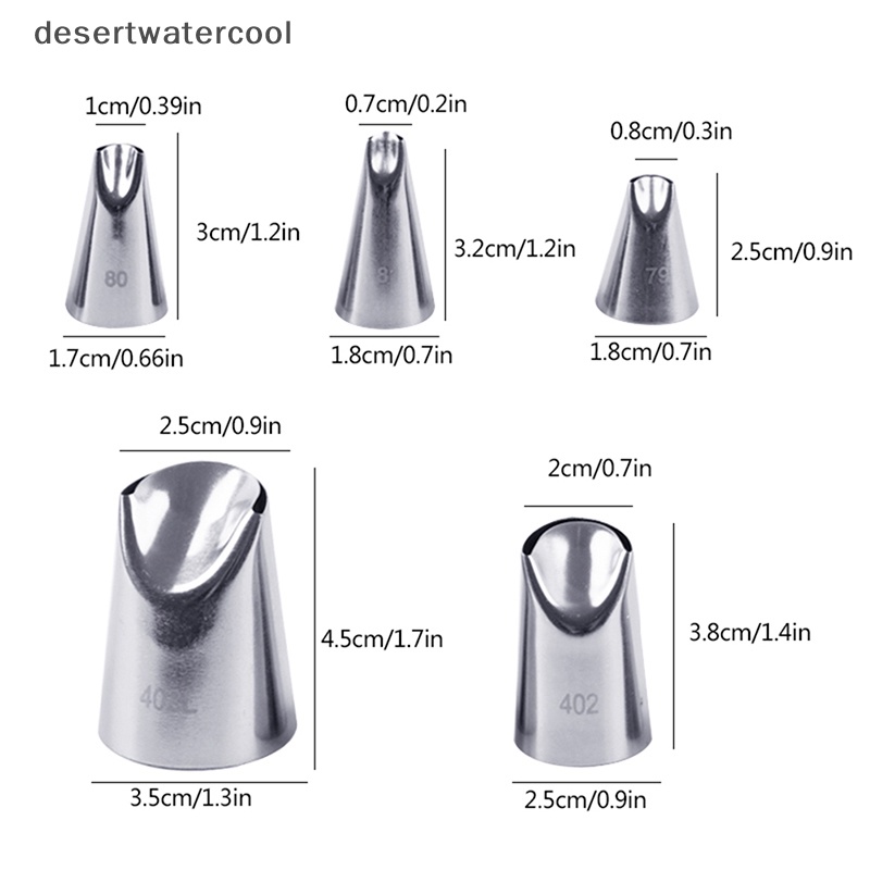 Deid 5pcs Petal Stainless Steel Icing Piping Nozzle Cream Tips Kue Krim Pastry Alat Martijn