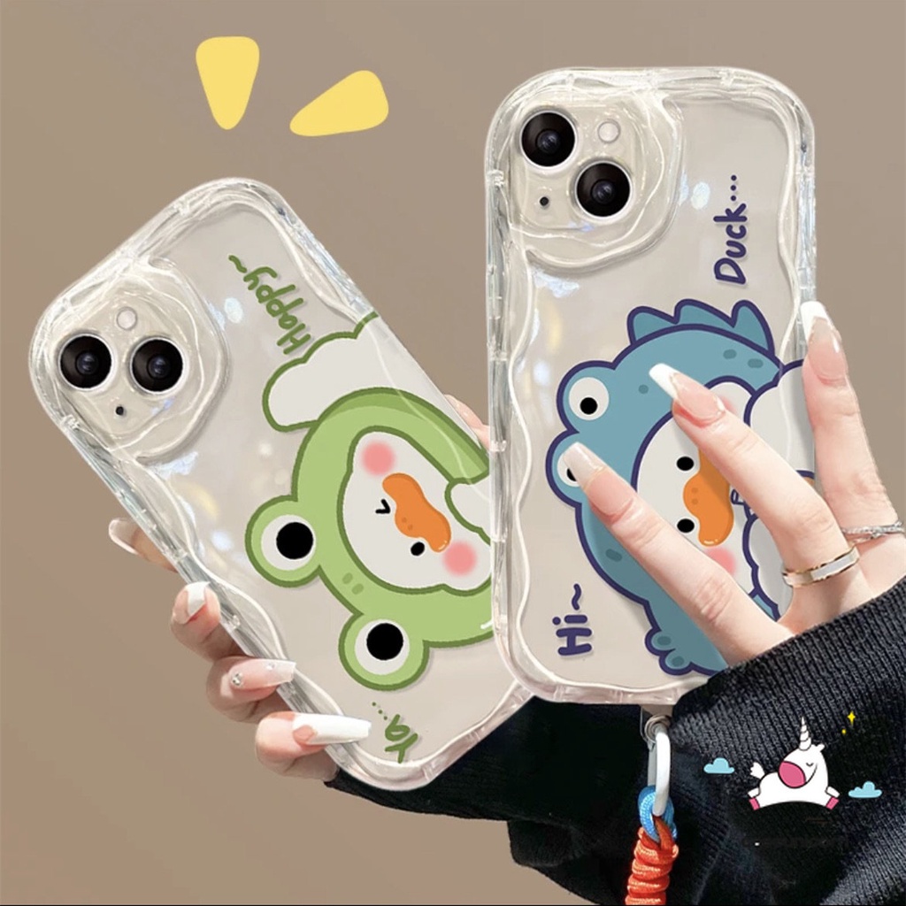 Casing Ponsel Bebek Lucu Kartun Untuk Infinix Hot 10Lite 30i 8 9 Note 12 G96 Hot 10 30 12 11 20 8 9 Main Smart 6Plus 6 7 5pasangan Lucu Transparan 3D Wavy Curved Edge Soft Tpu Cover