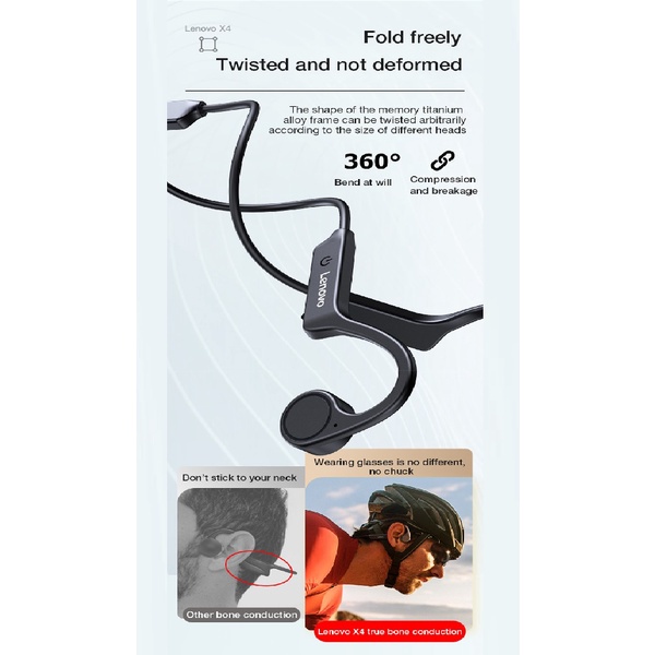 GROSIRUNIK99 LENOVO ThinkPlus X4 - Bone Conduction Bluetooth 5.0 Earphone