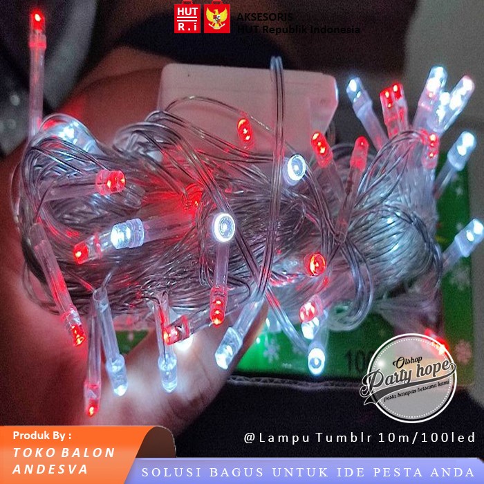 Lampu Tumblr Led Merah Putih / Lampu Hias HUT RI / lampu Merah Putih