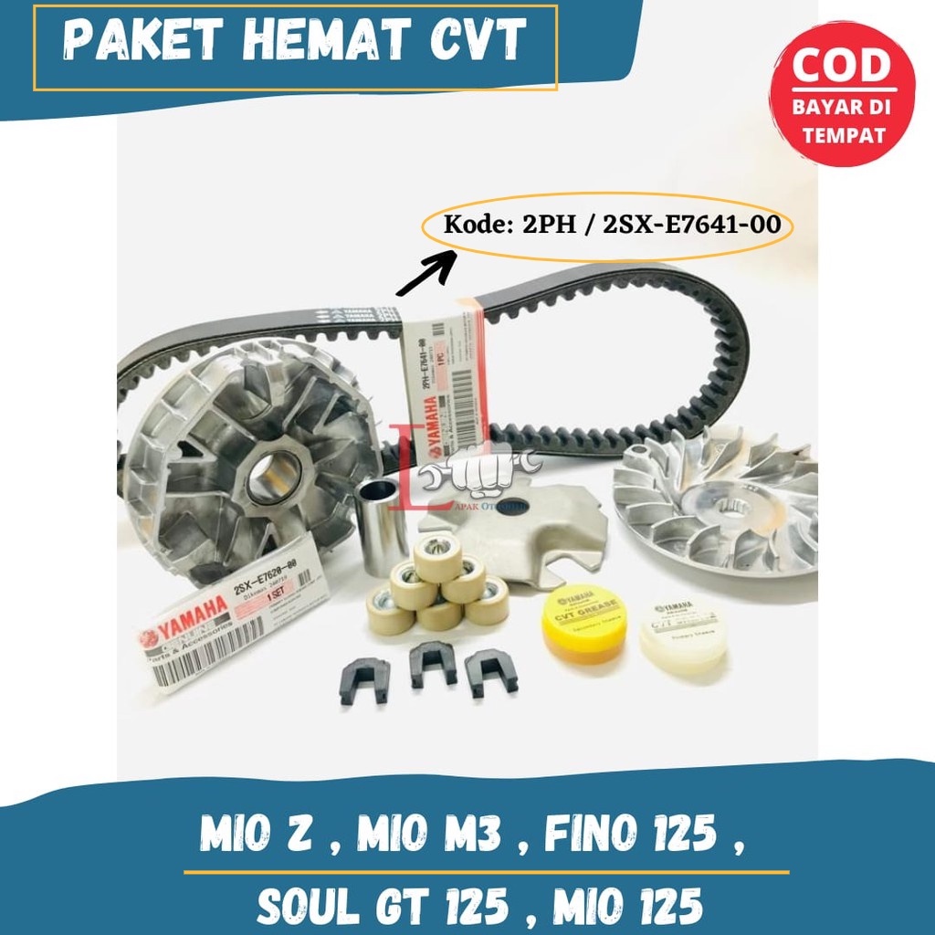 SATU PAKET CVT RUMAH ROLLER SET MIO Z , MIO M3 , FINO 125 , SOUL GT 125  KIPAS CVT /VANBELT  V BELT 