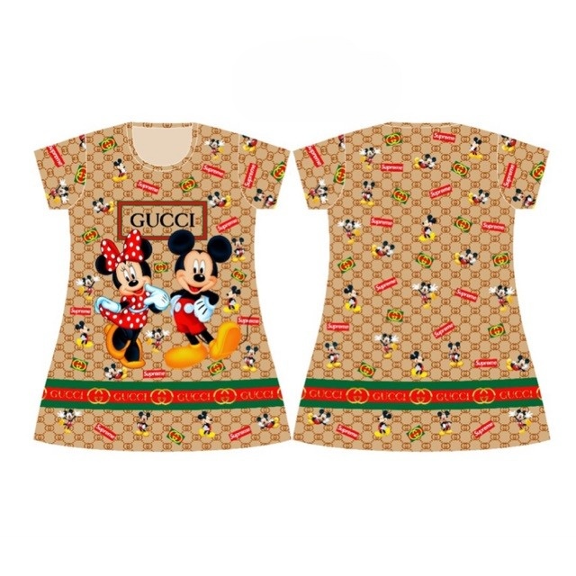 Dress Anak perempuan karakter Mickey Mouse Daster anak perempuan umur 1 2 3 4 5 6 7 8 9 10 Gratis On