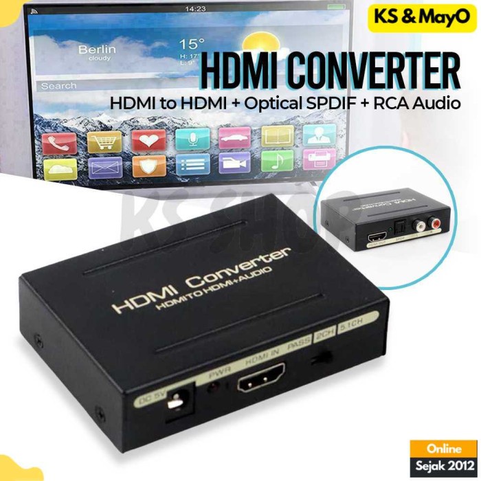 Audio Splitter HDMI to HDMI + Optical SPDIF + RCA Extractor Converter