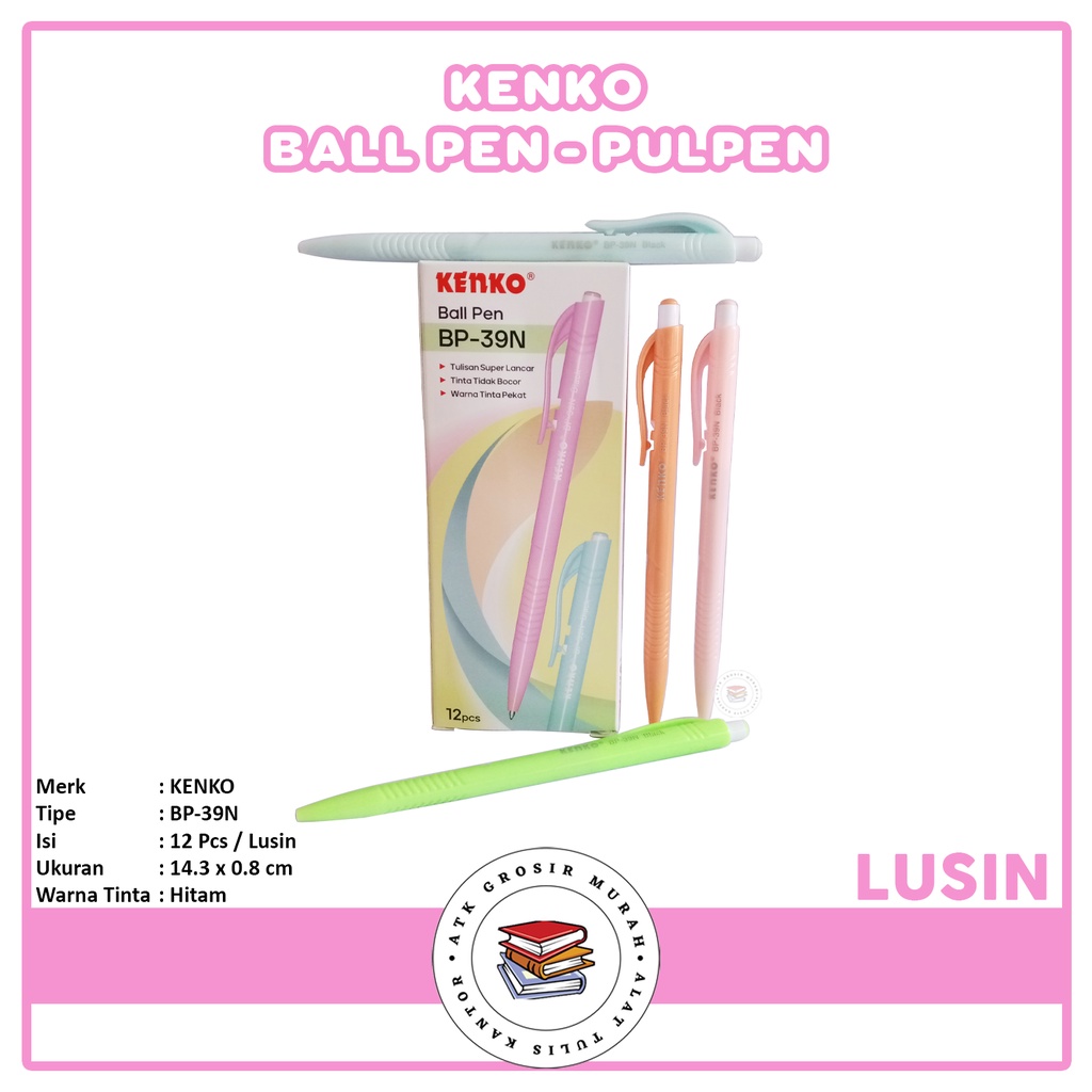 

KENKO - Ballpen Pulpen Pena BP-39N Black - Lusin