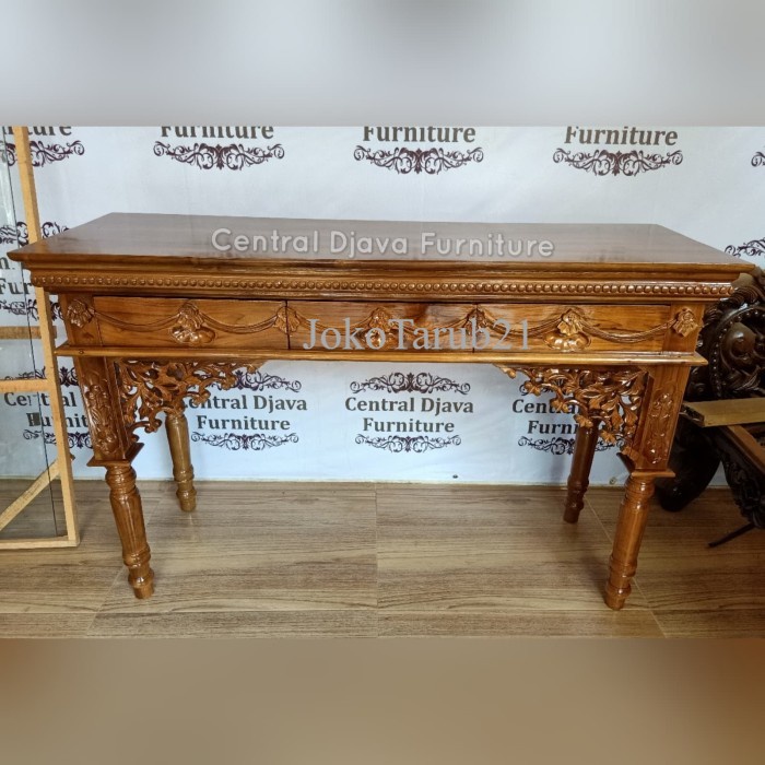 Meja Konsul Ukir Altar Kayu Jati Rias Dinding Laci 3 Meja Kerja Jepara murah