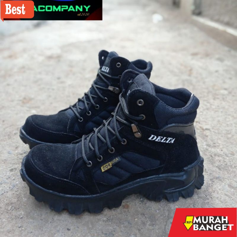 Boot pria terbaru- SEPATU DELTA PENDEK HITAM SEPATU SAFETY PRIA SEPATU DELTA TACTICAL BOOTS LOW