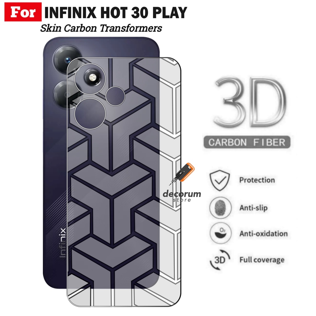 Skin Carbon INFINIX HOT 30 PLAY NFC Garskin Transformers Belakang Handphone
