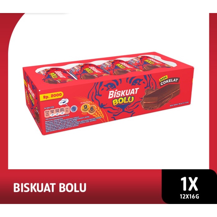 

Mondelez Biskuat Bolu Cokelat 1 Box Isi 12 pcs x @16gr