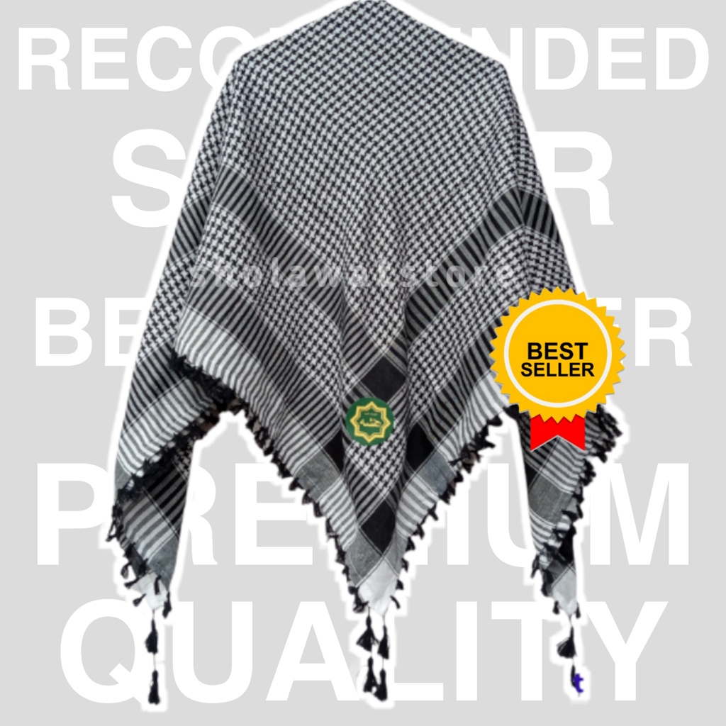 Sorban Kepala Hitam / Sorban Habib / Sorban Kepala Dewasa / Surban Haji / Surban Rumbai Penutup Syal