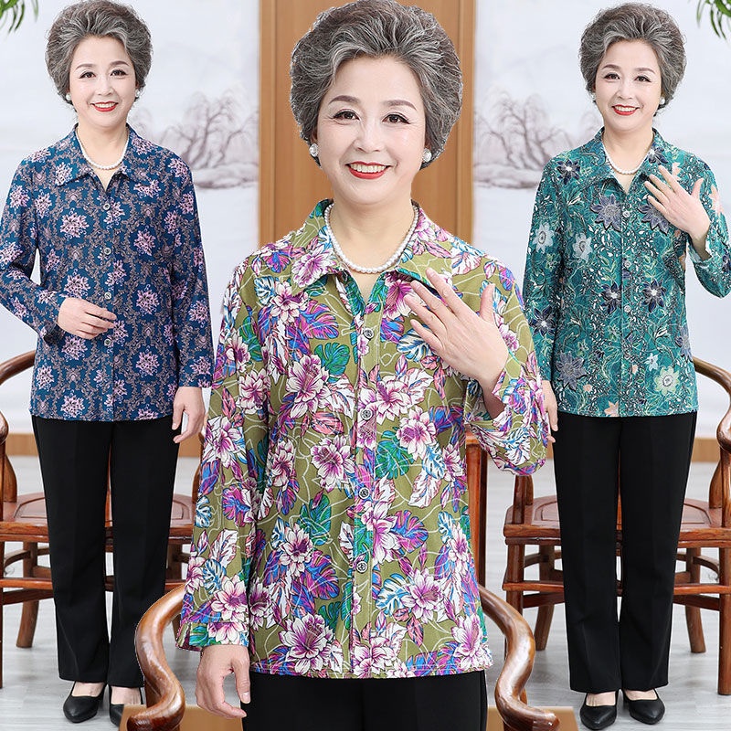 Ibu Usia Tengah Dan Orang Tua Memakai Baju Lengan Panjang Musim Panas, Baju Musim Panas Tipis, Nenek