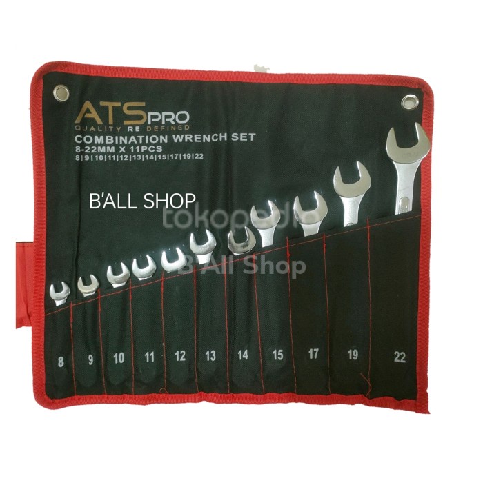 Kunci Ring Pas Set 11 pcs 8- 22 CRV ATS Pro