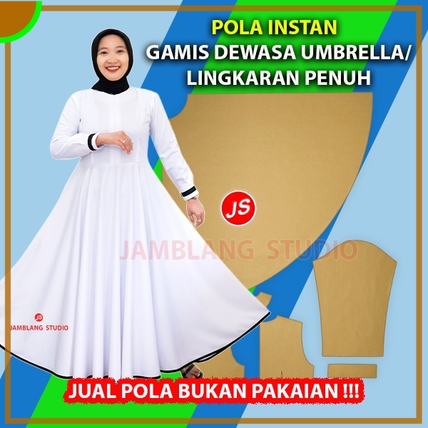 Pola Instan Gamis Umbrella / Gamis Rok Payung Lingkaran Penuh | Aneka Pola