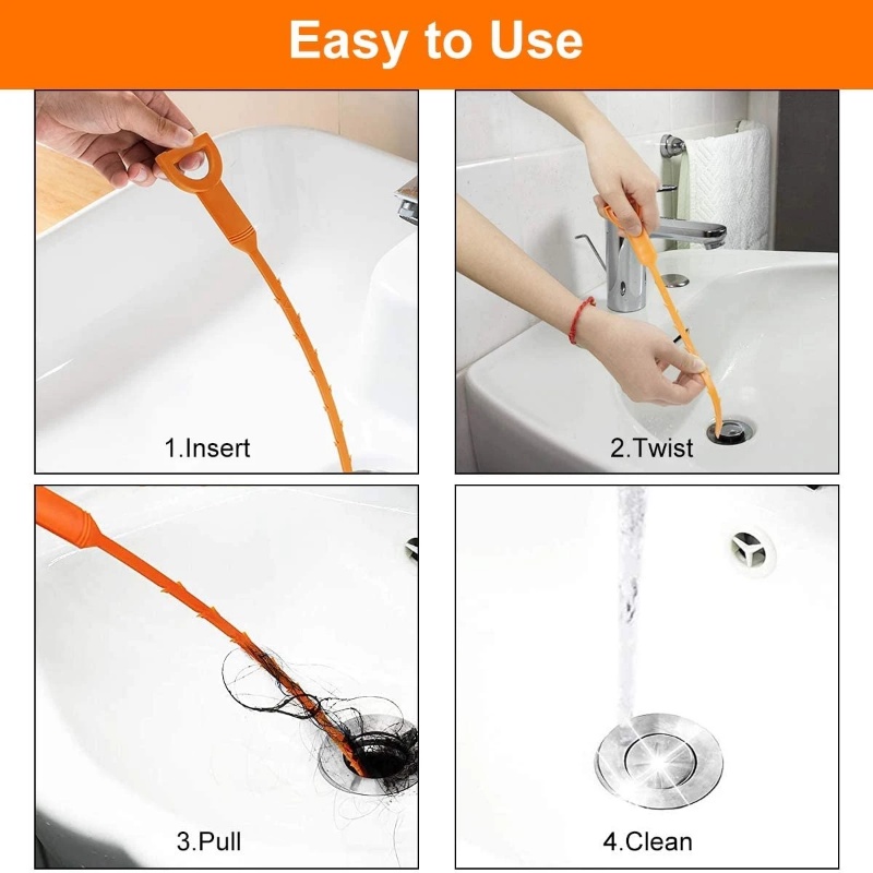 [Warna Random] 51cm Sikat Pengerukan Pipa Kamar Mandi Dapur Sewer Sink Cleaning Brush Flexible Drain Cleaner Anti Sumbat Shower Toilet Sewer Hair Remover