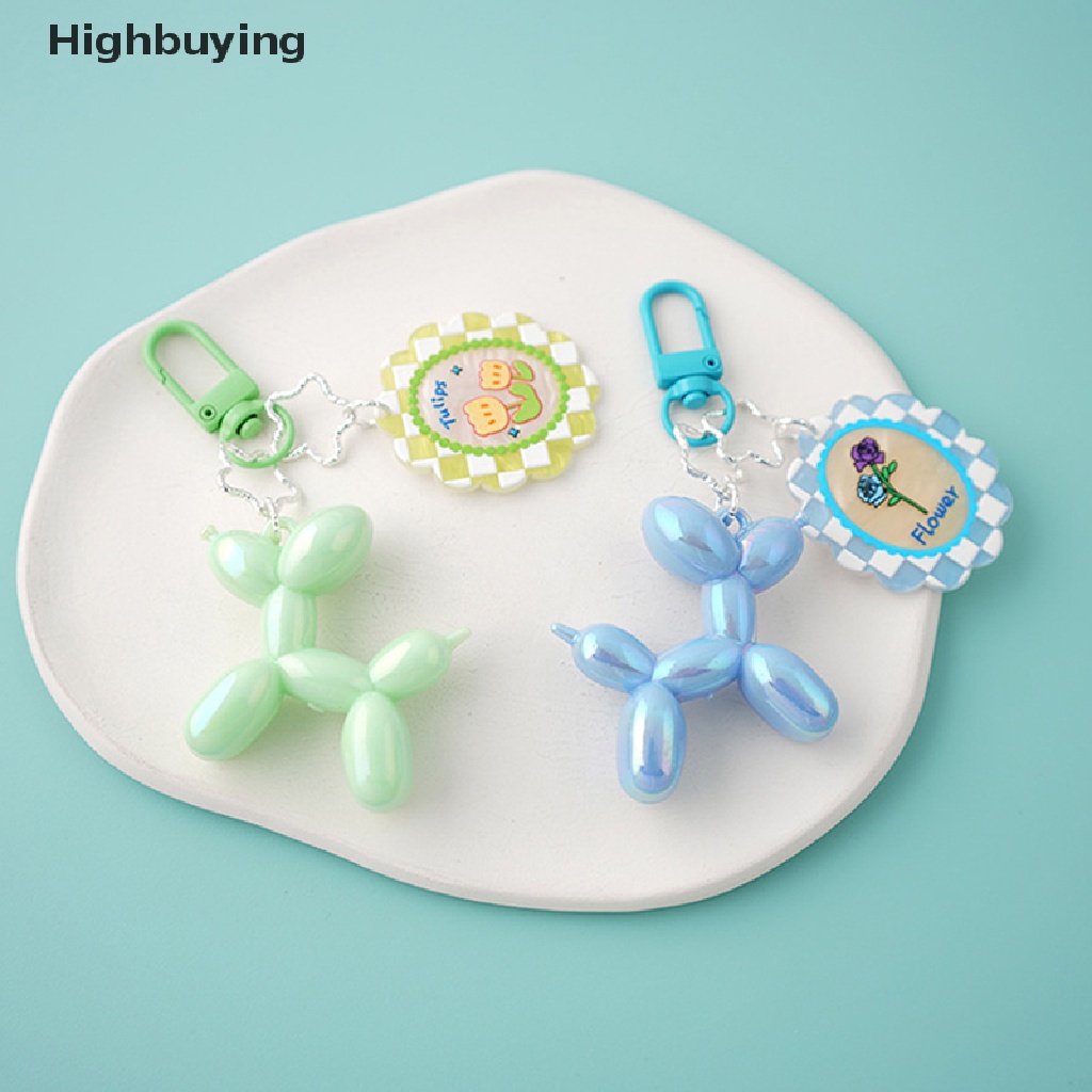 Hbid Permen Anjing Gantungan Kunci Balon Anjing Hewan Indah Fashion Resin Liontin Hadiah Anti Hilang Teman Ransel KeyRing Jewelry Glory