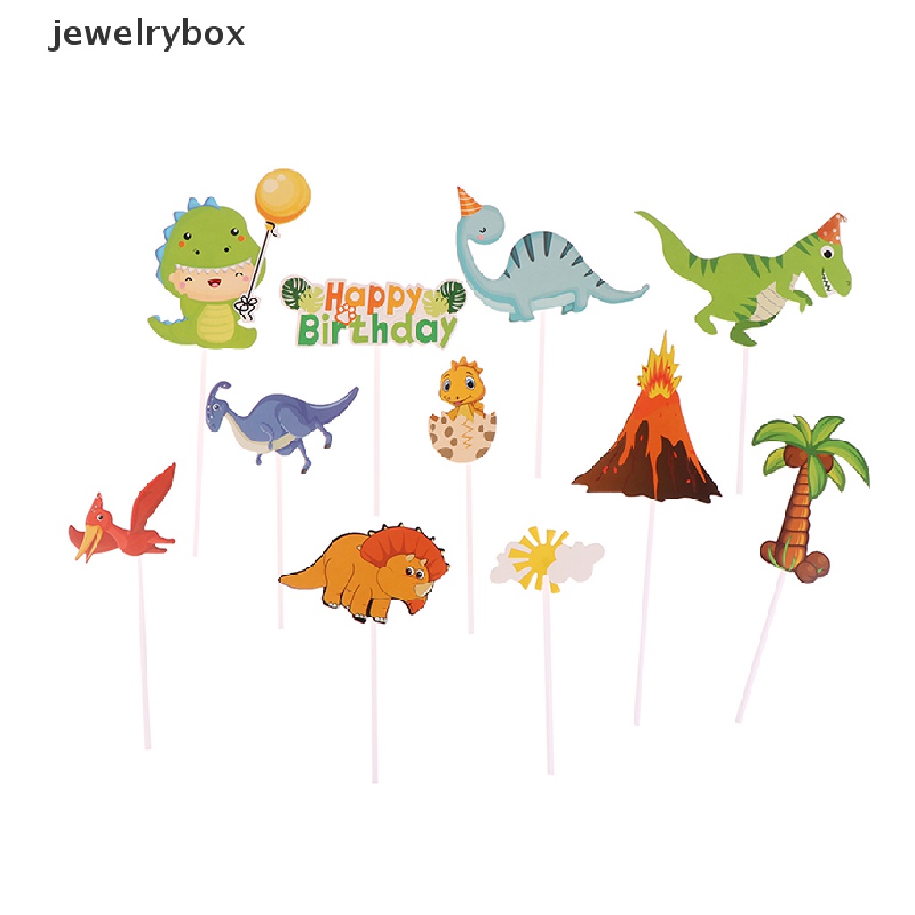 [jewelrybox] 1set Topper Kue Ulang Tahun Dinosaurus Hutan Dekorasi Kue Dino Perlengkapan Pesta Butik