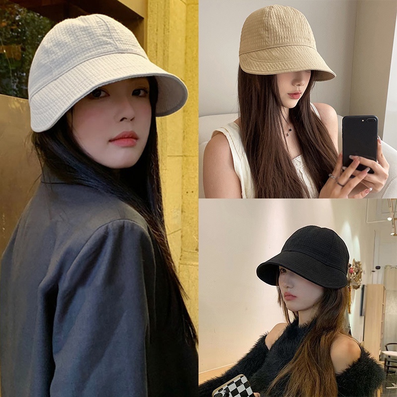 Topi Bucket Untuk Wanita Luar Ruangan Dapat Disesuaikan Memuncak Topi Fisherman Topi Korea Lady Topi Tabir Surya Besar Bertepi Topi Matahari