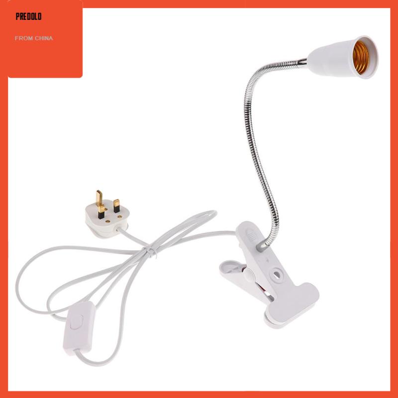 [Predolo] E27 Flexible Clip on Dengan Saklar Lampu LED Lamp Bulb Holder Socket Colokan UK