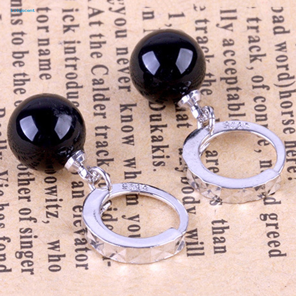 Lilyscent Fashion Wanita Bulat Faux Agate Bead Menjuntai Drop Huggie Earrings Perhiasan Hadiah