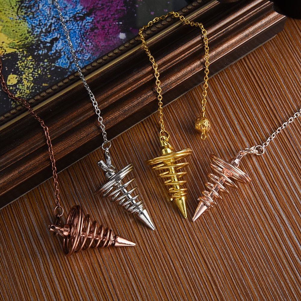 Meditasi Yoga Balancing Liontin Kreatif Shuttle Bandul Kerucut Liontin Kalung Spiral Segitiga Kerucut DIY Rohani Jimat Logam Bandul Vintage Hipnosis