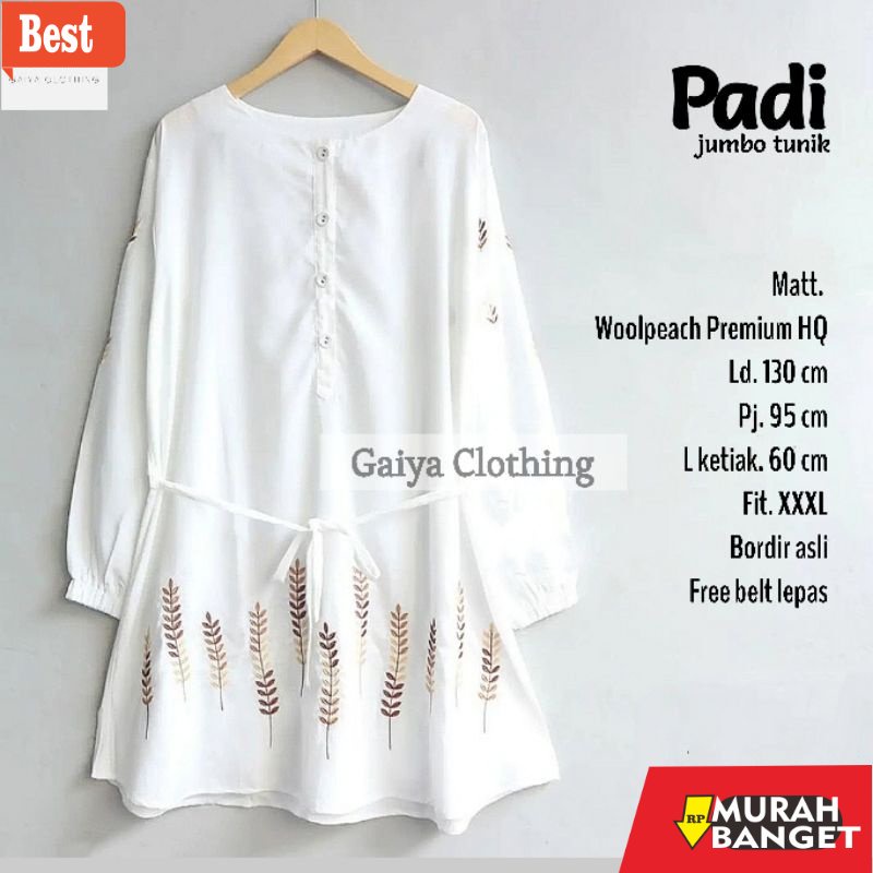 Tunik jumbo terbaru untuk wanita- TUNIK JUMBO BORDIR WANITA LD.130 - PADI TUNIK