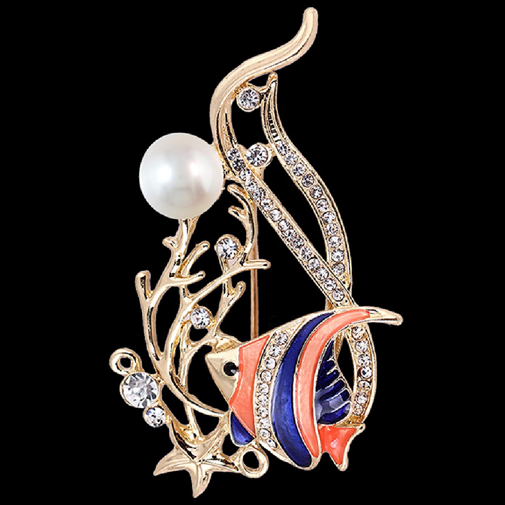 Deid Multi Enamel Ikan Bros Kristal Berlian Imitasi Hewan Bros Jas Korsase Pin Martijn