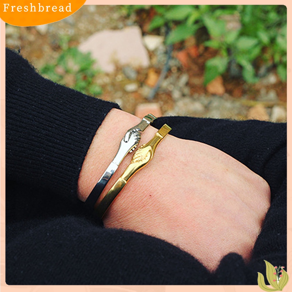 &lt; Freshbread &gt; Wanita Baja Titanium Goyang Tangan Perhiasan Vintage Manset Terbuka Gelang Bangle Hadiah