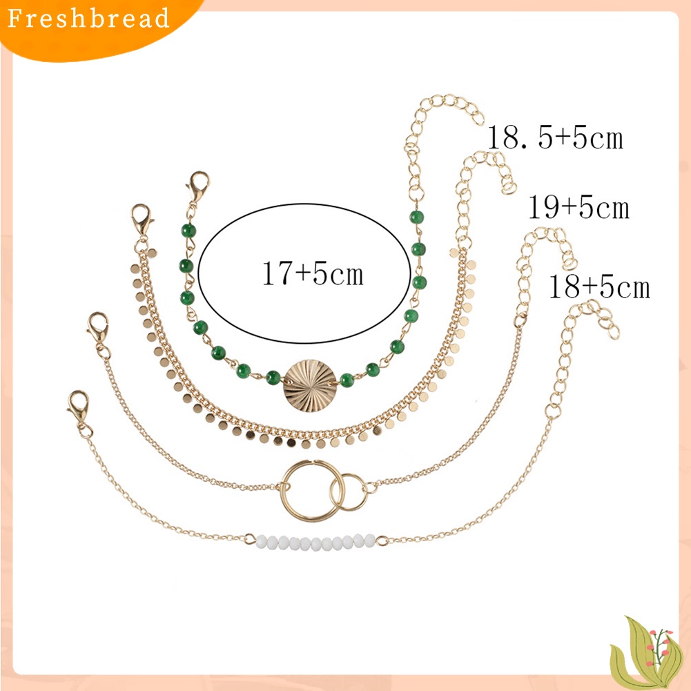 &lt; Freshbread &gt; 4Pcs/Set Fashion Wanita Manik-Manik Payet Pesona Rantai Gelang Bangle Perhiasan Hadiah