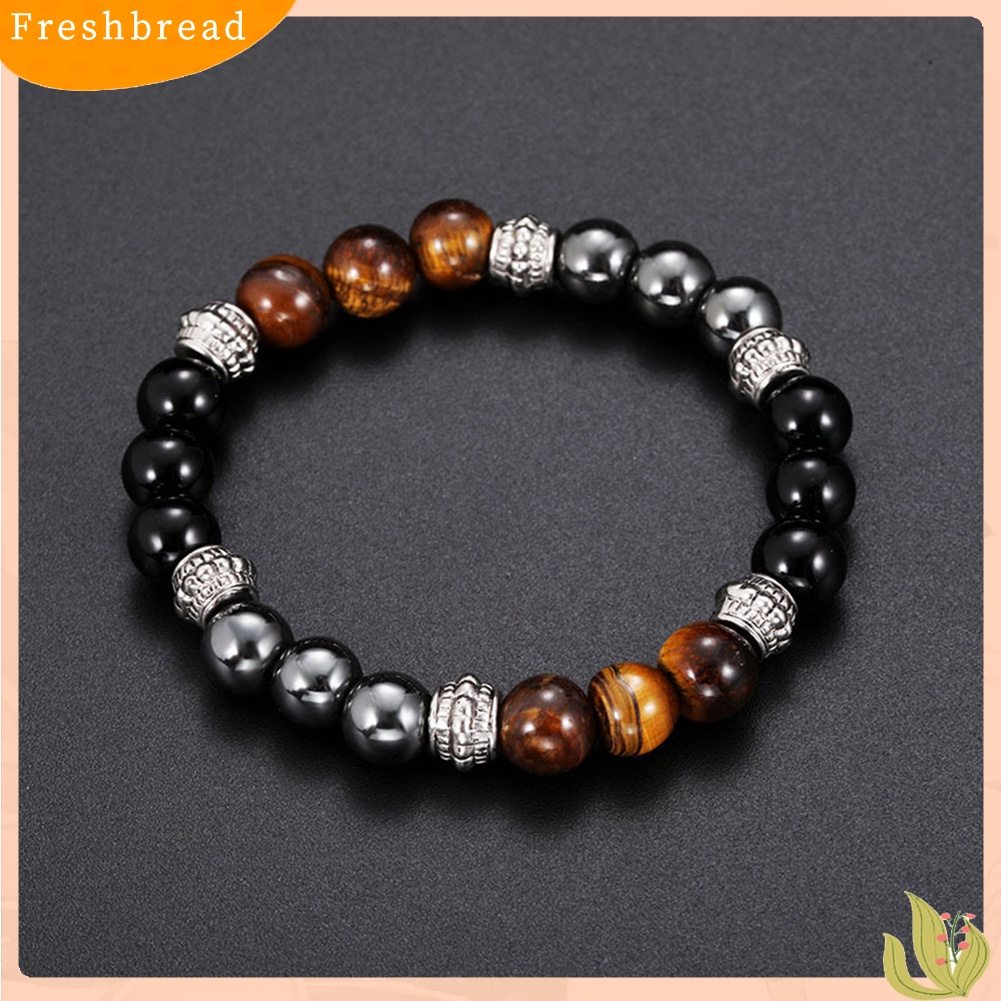 &lt; Freshbread &gt; Fashion Unisex Pumice Tiger Eye Stone Beads Gelang Pesona Tangan Pesta Perhiasan