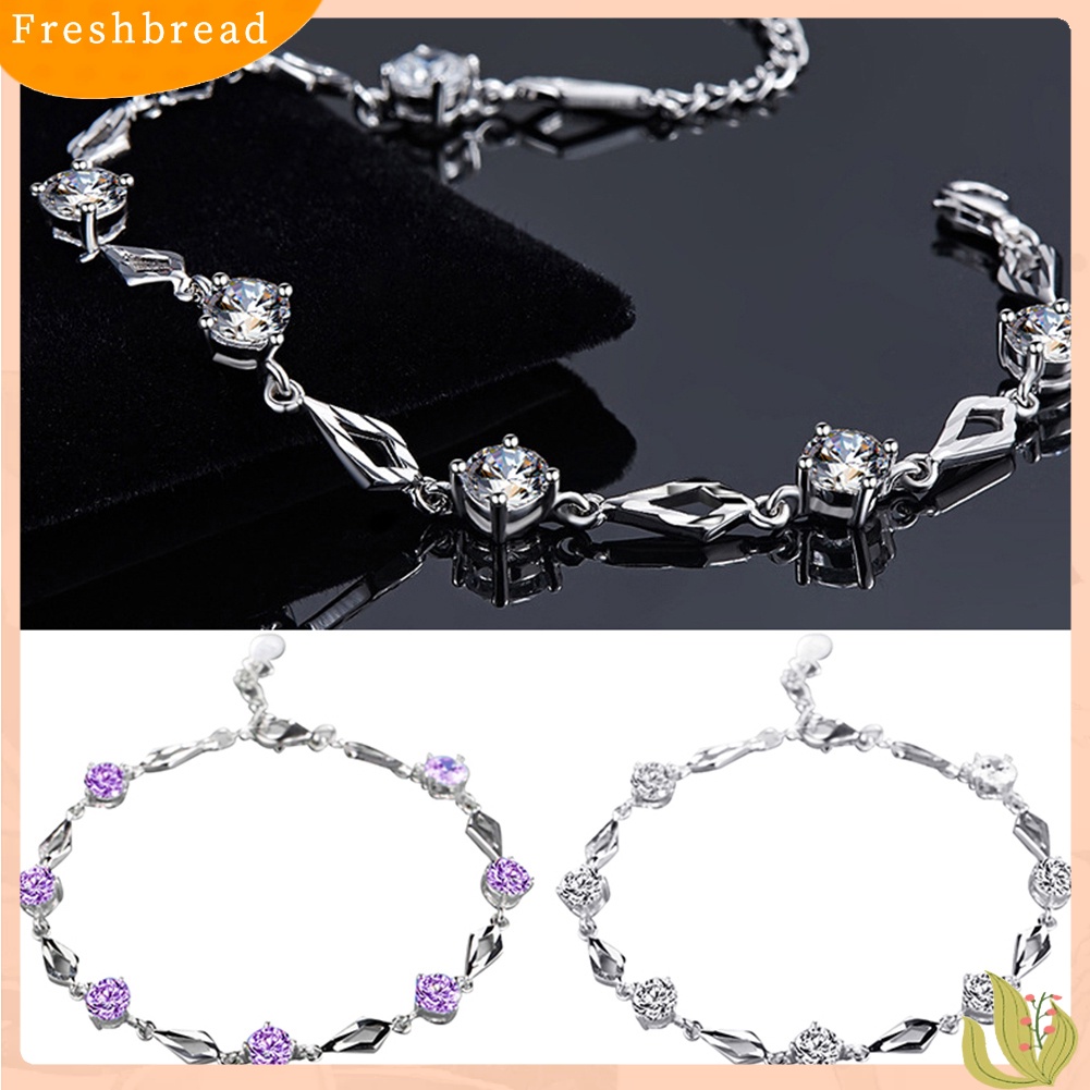 &lt; Freshbread &gt; Wanita Fashion Berlian Imitasi Mengkilap Gelang Bangle Statement Jewelry Hadiah Pesta