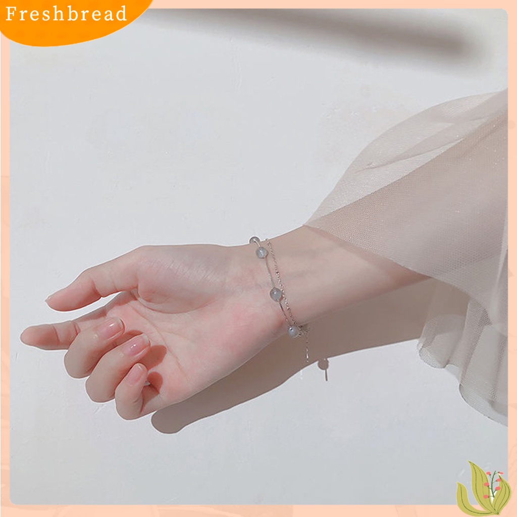 &lt; Freshbread &gt; Rantai Ekstensi Dapat Disesuaikan Indah Wanita Gelang Manis Lapisan Ganda Kristal Imitasi Gelang Hadiah Ulang Tahun