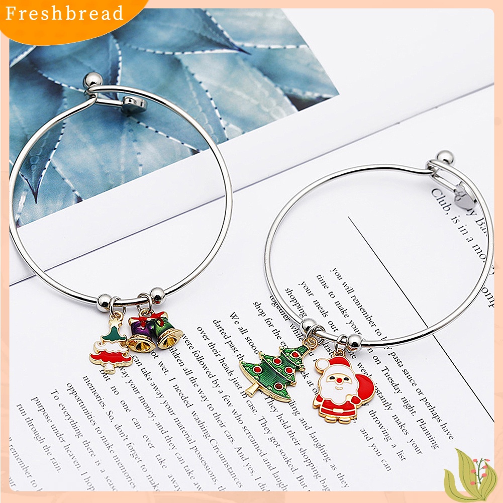 &lt; Freshbread &gt; Natal Klasik Xmas Pohon Elk Santa Claus Liontin Alloy Gelang Perhiasan Hadiah