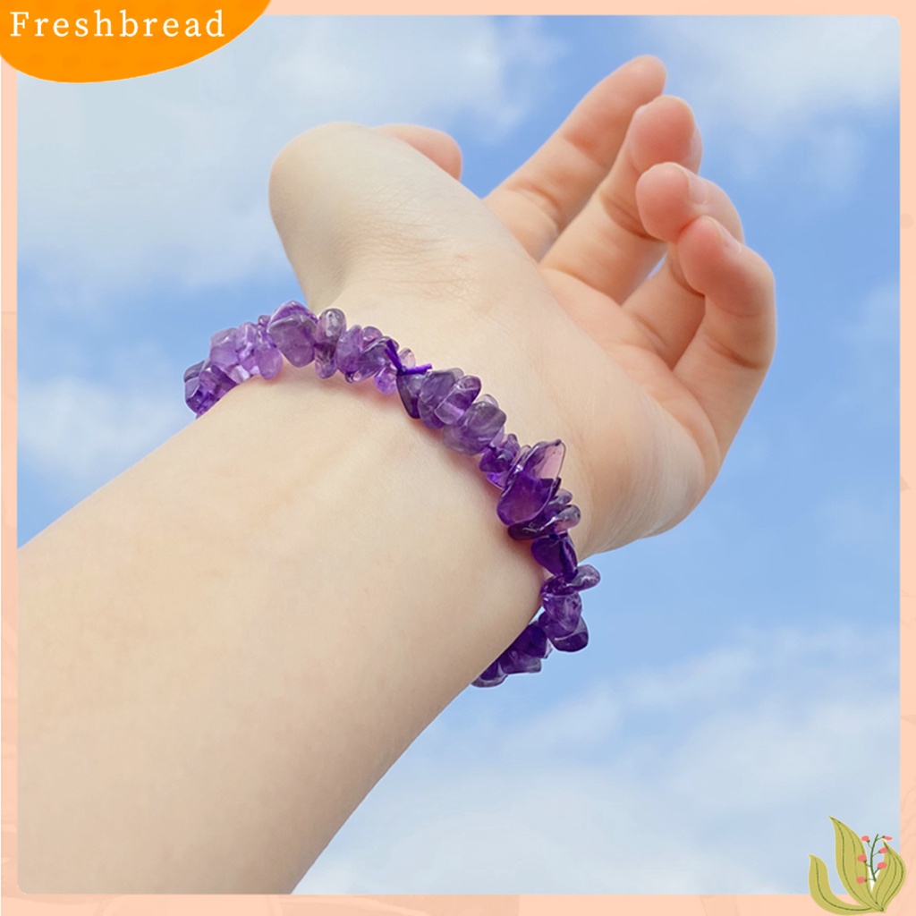 &lt; Freshbread &gt; Gelang Batu Bentuk Tidak Teratur All-match Tali Elastis Alami Wanita Gelang Tangan Dekorasi