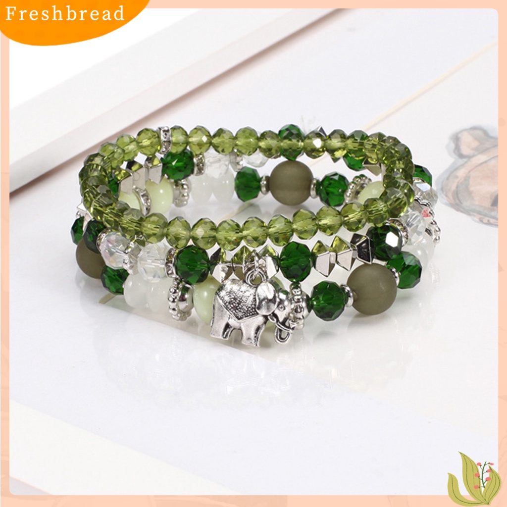 &lt; Freshbread &gt; 3Pcs/Set Gajah Menjuntai Tali Elastis Perempuan Gelang Multilayer Wanita Bohemia Manik-Manik Kristal Imitasi Gelang Perhiasan Aksesori