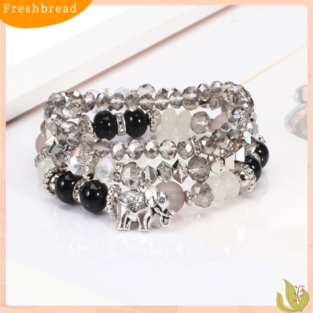 &lt; Freshbread &gt; 3Pcs/Set Gajah Menjuntai Tali Elastis Perempuan Gelang Multilayer Wanita Bohemia Manik-Manik Kristal Imitasi Gelang Perhiasan Aksesori