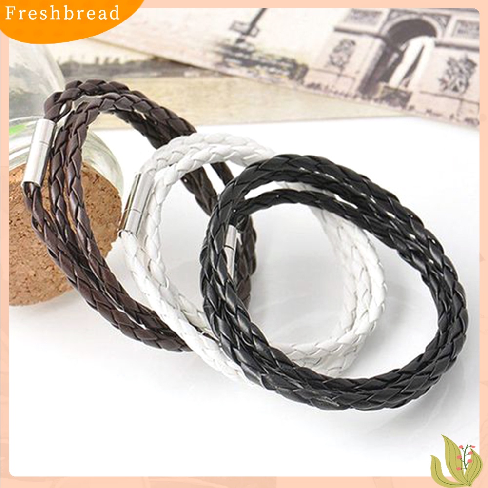 &lt; Freshbread &gt; Vintage Wanita Pria Multilayer Braided Leather Cuff Bangle Wristband Gelang Hadiah