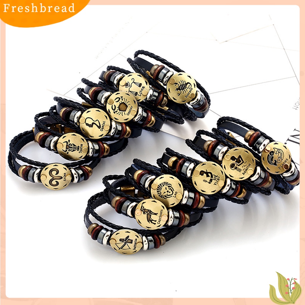 &lt; Freshbread &gt; Gelang Couple Motif Indah Tahan Aus Gelang Konstelasi Kulit Imitasi Dengan Tali Kepang Multilayer Untuk Pria