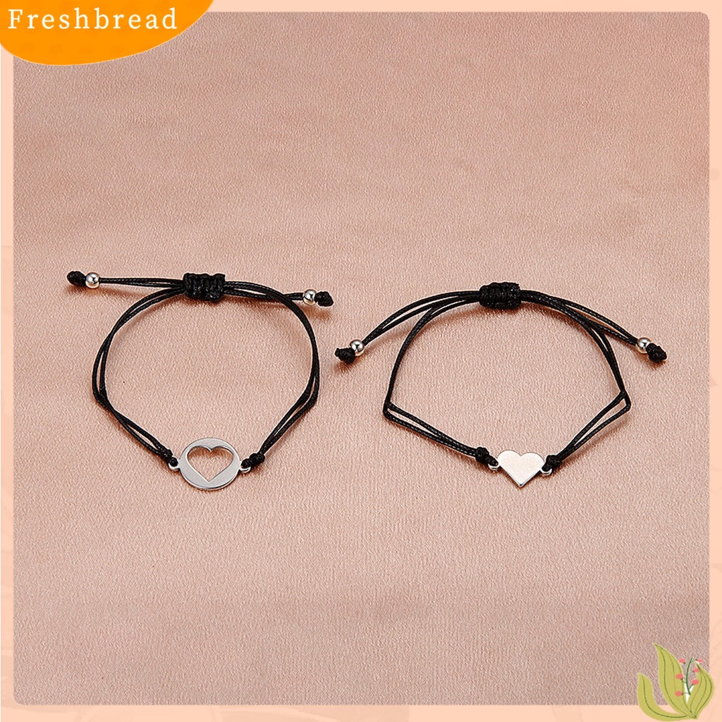 &lt; Freshbread &gt; 2Pcs/Set Gelang Persahabatan Tali Anyaman Yang Dapat Disesuaikan Kasual Geometris Semua Pertandingan Dekorasi Hadiah Teman Terbaik Fashion Hati Kupu-Kupu Sisters Card Bracelets