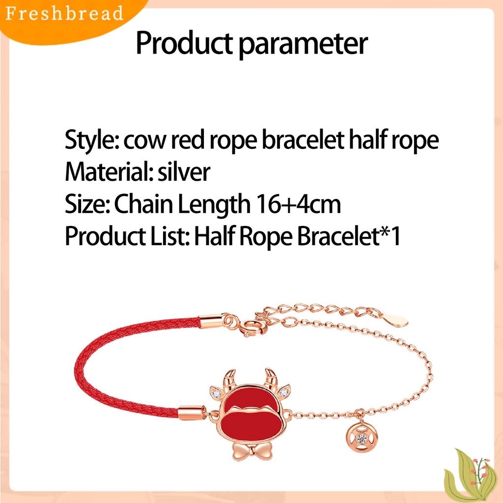 &lt; Freshbread &gt; Wanita Gelang Desain Sapi Tali Merah Yang Dapat Disesuaikan Braided Bangle Keberuntungan Perhiasan Hadiah Untuk Pesta