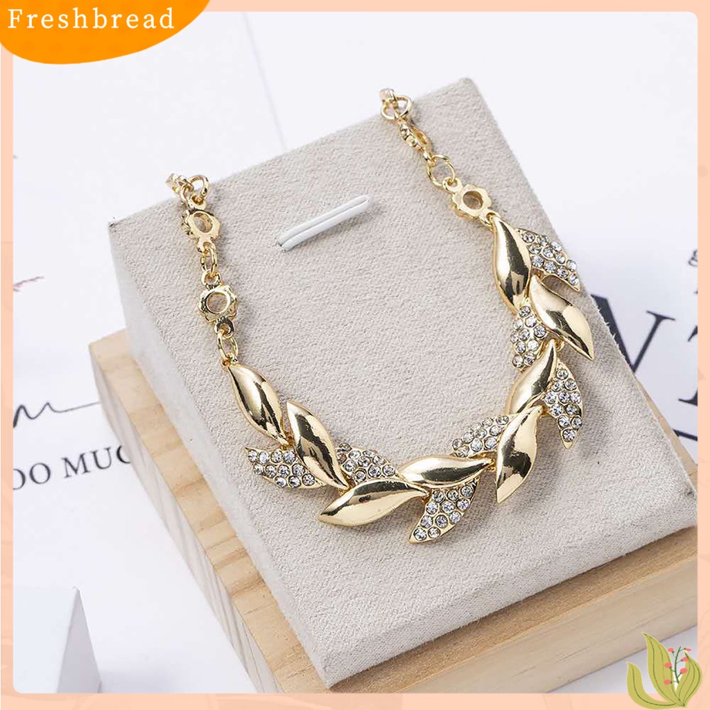 &lt; Freshbread &gt; Gelang Berlian Imitasi Daun Emas Adjustable Bangle Daun Elegan Untuk Wanita